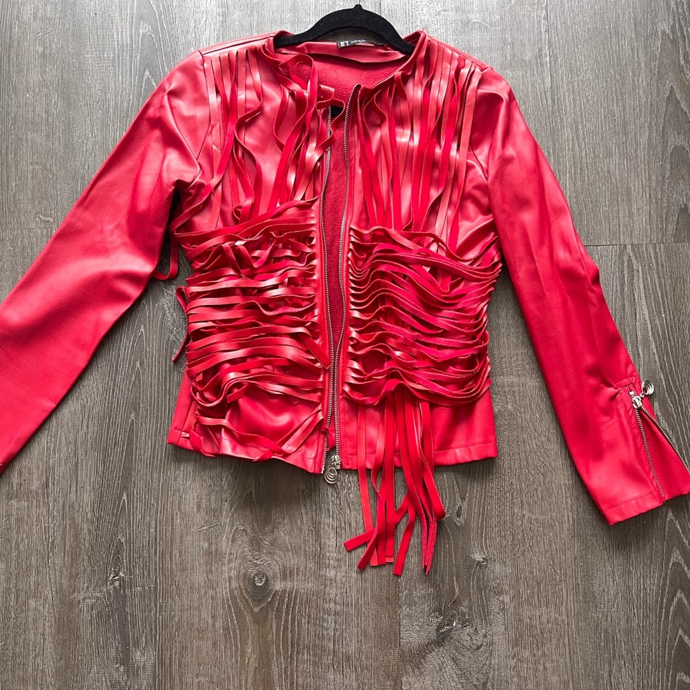 Red leather jacket